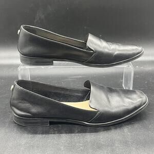 ALDO womens veadith slip on black leather loafer flat size 6 lightweight casual